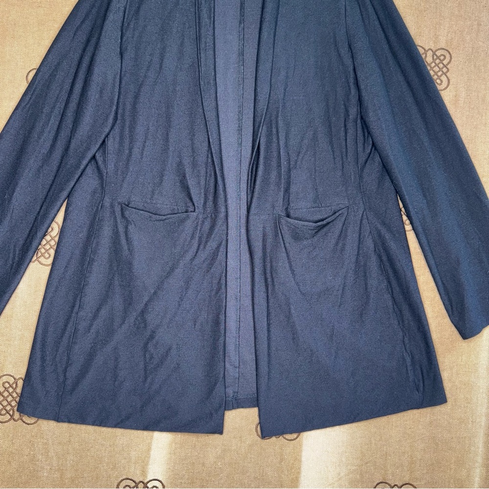Eileen Fisher Black Tencel Jersey Front Pockets Cardigan Size M - Picture 3 of 12